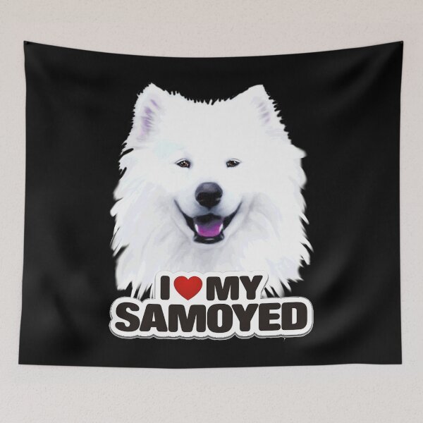 Item preview, Smiling White "I ❤️ MY SAMOYED" Dog Face Painting designed and sold by RetroSkullArt.