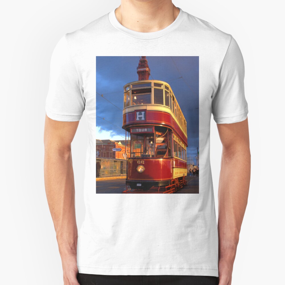 Blackpool Heritage Tram and Blackpool Tower Slim Fit T-Shirt