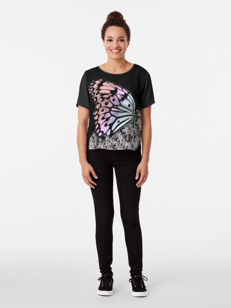 Alternative Ansicht von bunter Schmetterling, Insekt, Natur Chiffon Top