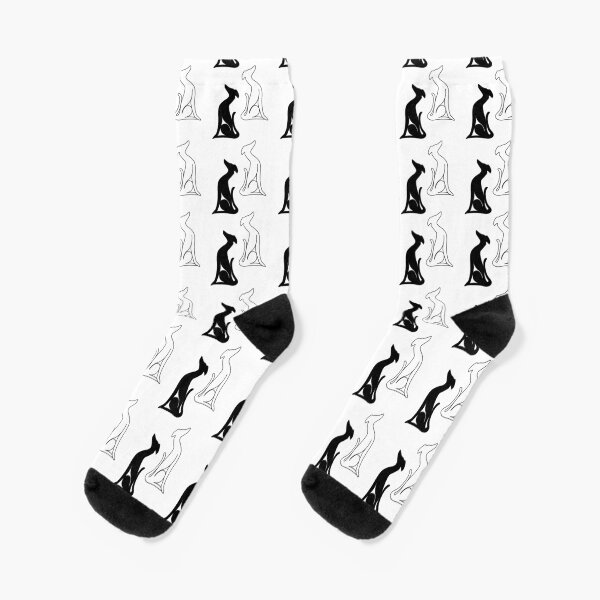 Greyhound black & White Pattern Socks
