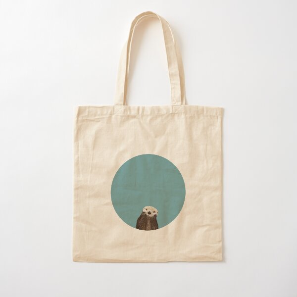 Cute Sea Otter on Teal Solid. Minimalist. Coastal. Adorable. Cotton Tote Bag