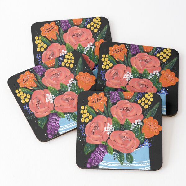 Romantic bouquet Coasters (Set of 4)