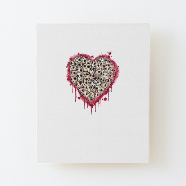 Skull Heart Wood Mounted Print