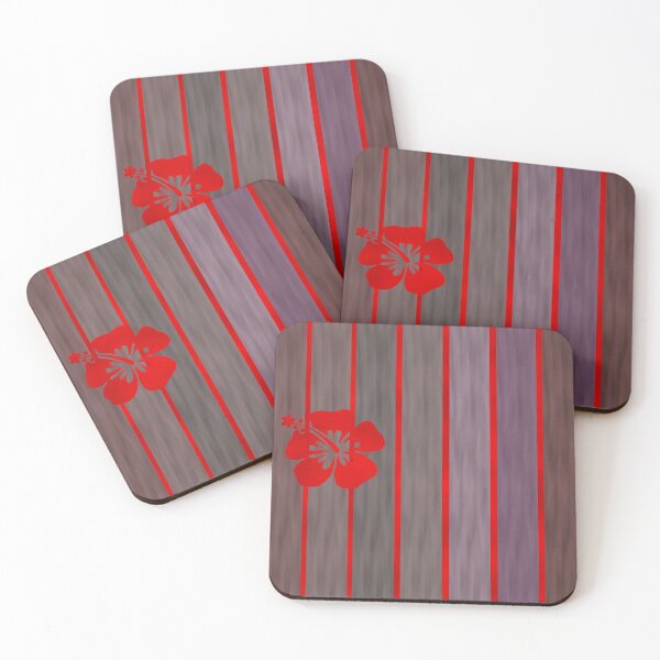 Item preview, Red Hibiscus Flower on Stripes designed and sold by BloomCatB.