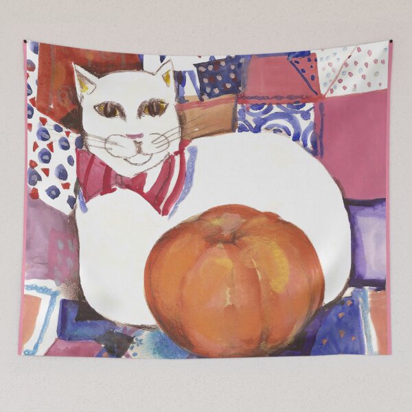 Item preview, White Cat and Pumpkin designed and sold by NorroenDyrd.