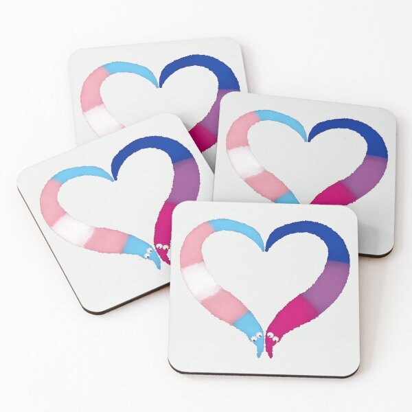 Item preview, Trans Bi Worm on a String Heart designed and sold by guavaowl.