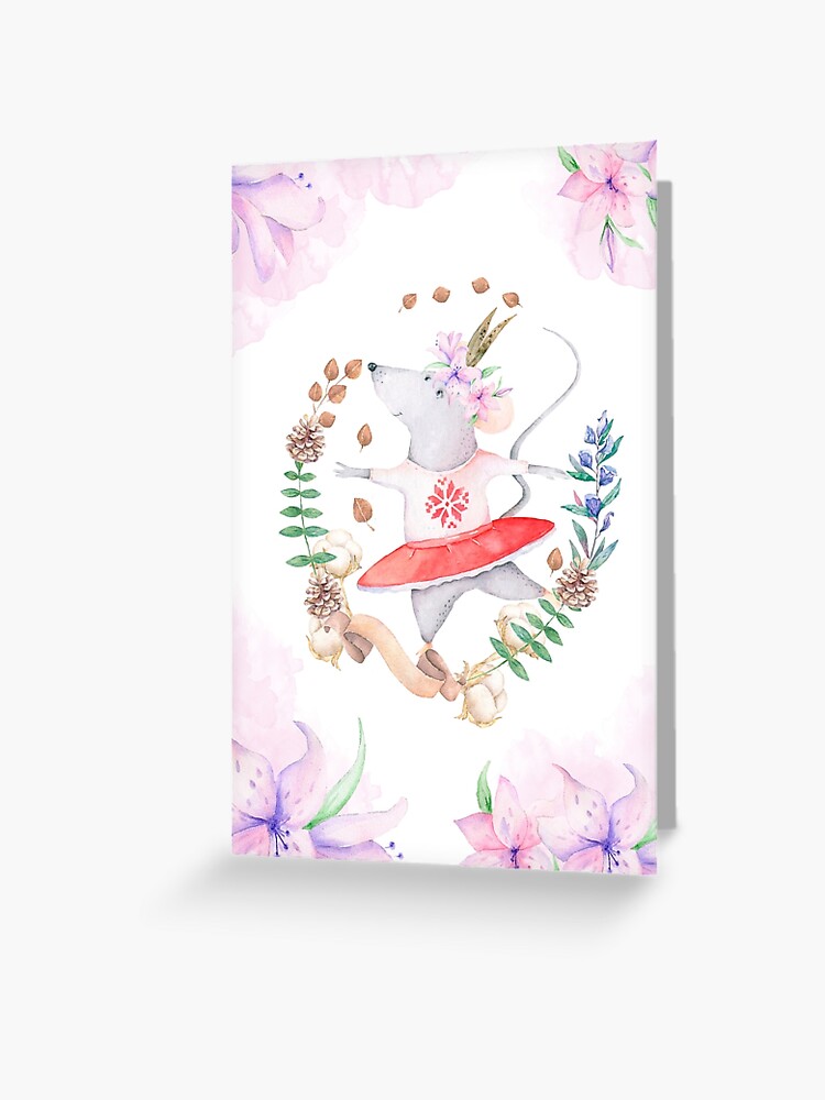 Carte De Vœux Carte De Douche De Bebe Souris De Dessin Anime Mignon La Danseuse Par Arthouze Redbubble