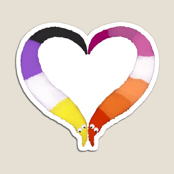 Item preview, Nonbinary Lesbian Worm on a String Heart designed and sold by guavaowl.