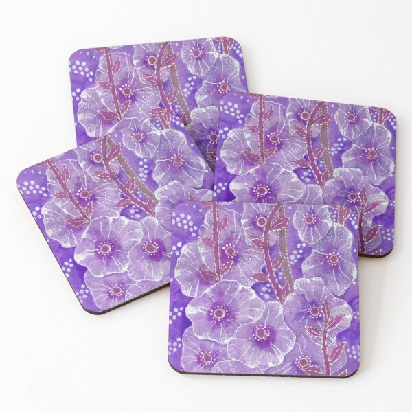 Item preview, Hollyhock Mallows, Summer Flowers, Floral Collage Purple Violet designed and sold by Julia Khoroshikh.