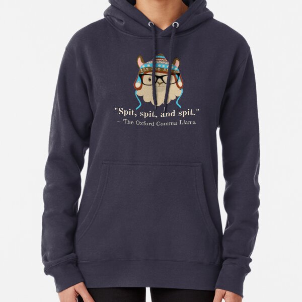 Oxford Comma Llama spit tan blue Pullover Hoodie