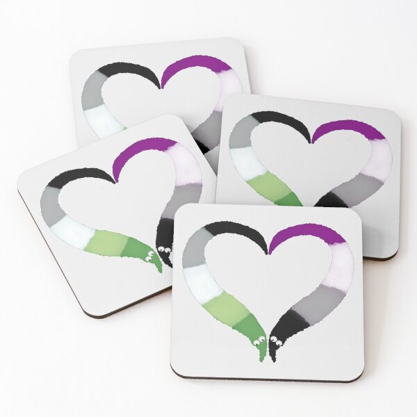 Item preview, Aromantic Asexual Worm on a String Heart designed and sold by guavaowl.