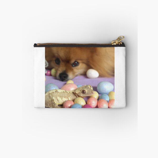 Item preview, Pomeranian and Cream Crested Gecko Surrounded by Easter Eggs designed and sold by Duelism.