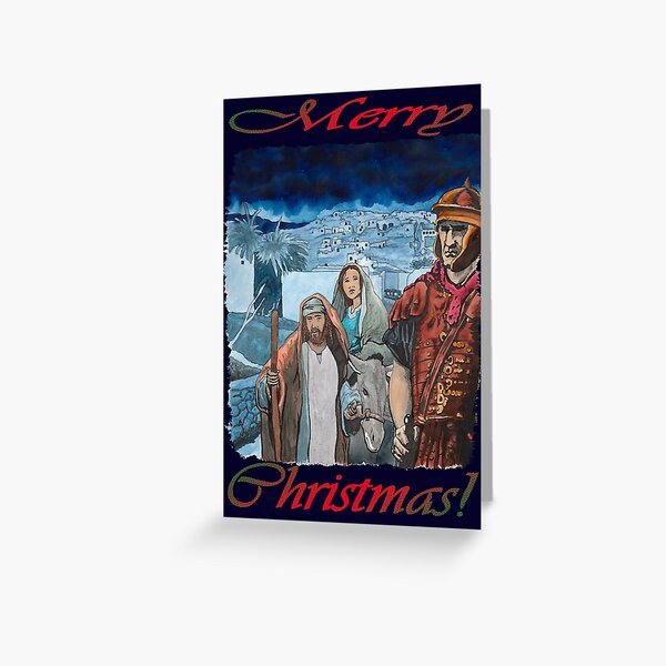 Joseph and Mary on the way to Bethlehem. Greeting Card