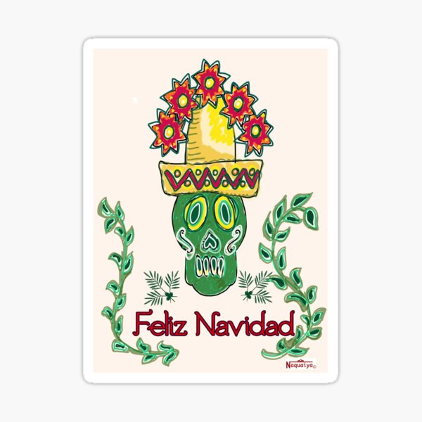 green skull sombrero feliz navidad Sticker