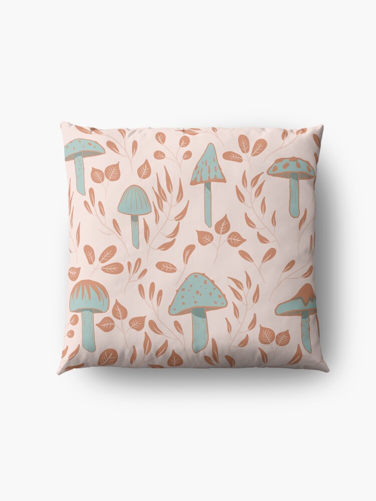 Alternate view of Leaves and Mushrooms Print Floor Pillow