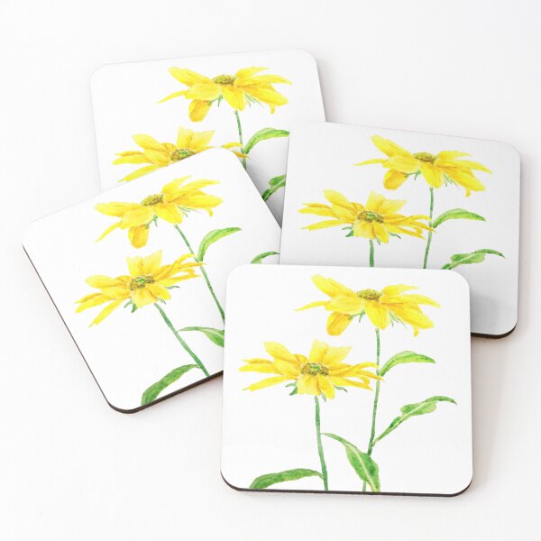 Item preview, 2 yellow Jerusalem daises watercolor designed and sold by ColorandColor.