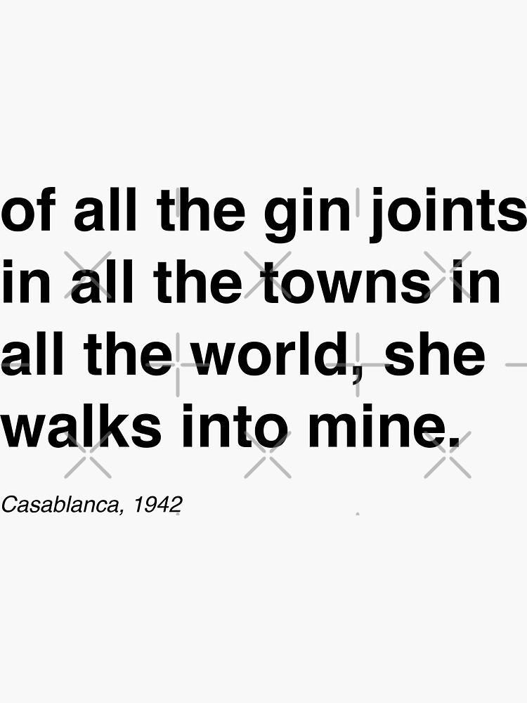 "Casablanca Gin Joints" Sticker for Sale by BelvedereAve Redbubble