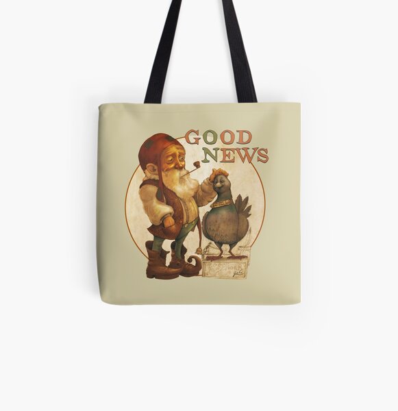 Gnome et pigeon messager porteur de bonnes nouvelles Tote bag doublé