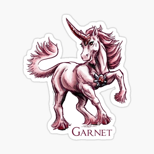 January Birthstone Unicorn: Garnet Fantasy Artwork Sticker
