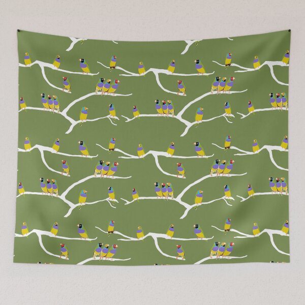 Item preview, The Gouldian Finch (Erythrura gouldiae) on olive designed and sold by ChrissyWild.