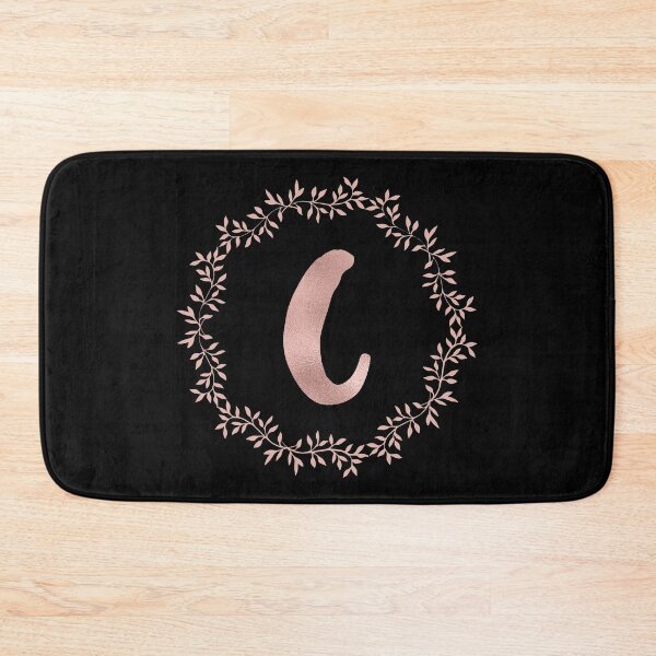 Item preview, Rose Gold Monogram C - Pink Letter C on Black designed and sold by MysticMagpie.