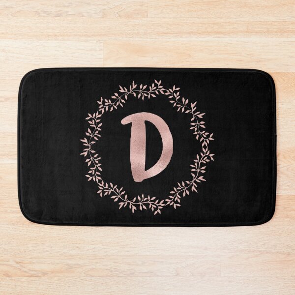 Item preview, Rose Gold Monogram D - Pink Letter D on Black designed and sold by MysticMagpie.