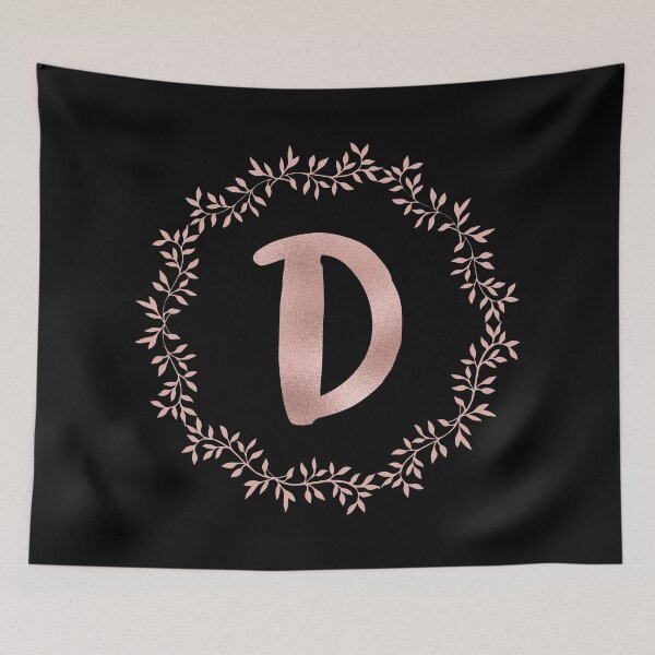 Item preview, Rose Gold Monogram D - Pink Letter D on Black designed and sold by MysticMagpie.