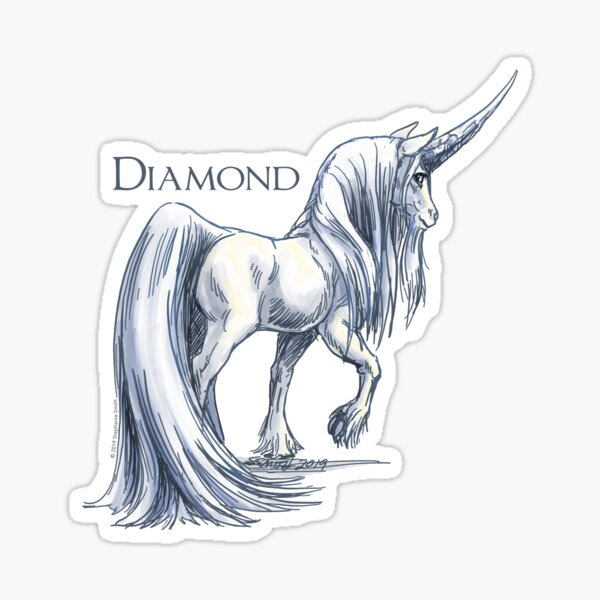April Birthstone Unicorn: Diamond Gemstone Art Sticker