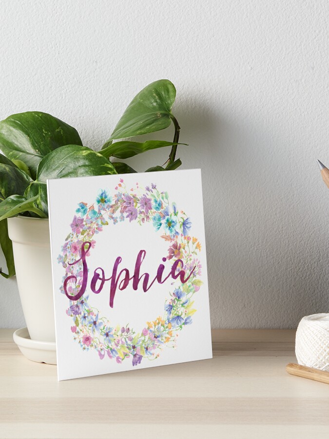 Sophia Girls Name Flower Wreath Kids Toddler Baby Art Board Print By Abprintsdesign Redbubble