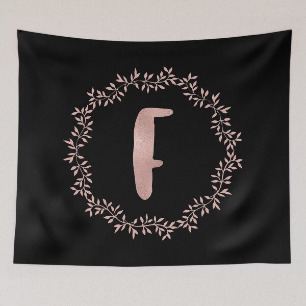 Item preview, Rose Gold Monogram F - Blush Pink Letter F on Black designed and sold by MysticMagpie.