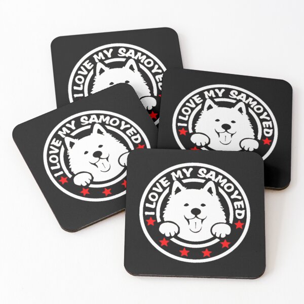 Item preview, Smiling White "I LOVE MY SAMOYED" Dog Face Stars designed and sold by RetroSkullArt.