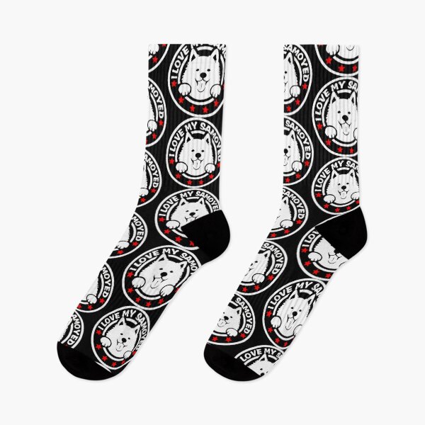 Item preview, Smiling White "I LOVE MY SAMOYED" Dog Face Stars designed and sold by RetroSkullArt.