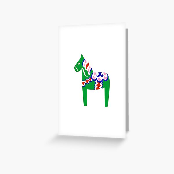 Dala Horse (Green) Greeting Card