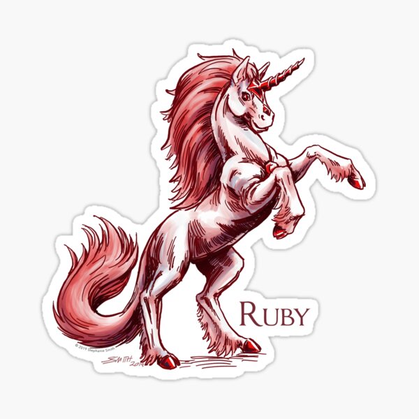 July Birthstone Unicorn: Ruby Gemstone Art Sticker