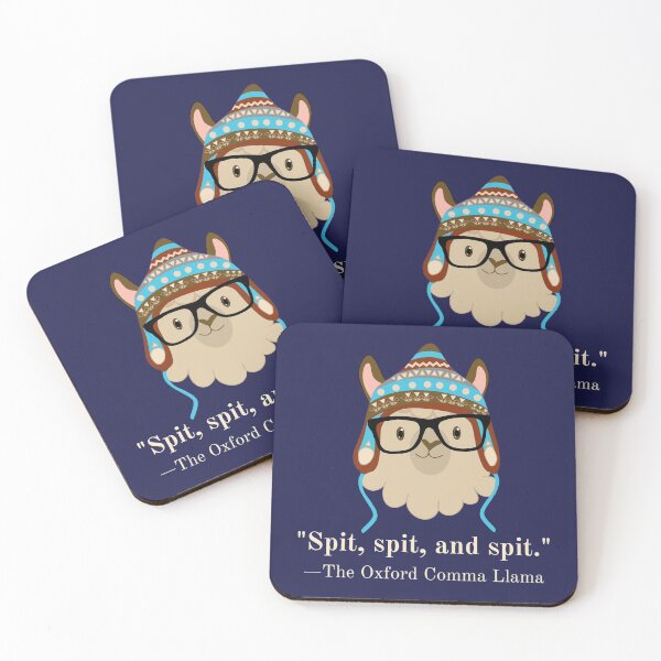 Item preview, Oxford Comma Llama spit tan blue designed and sold by GrammarDance.