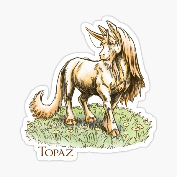 November Birthstone Unicorn: Topaz Gemstone Fantasy Artwork Sticker