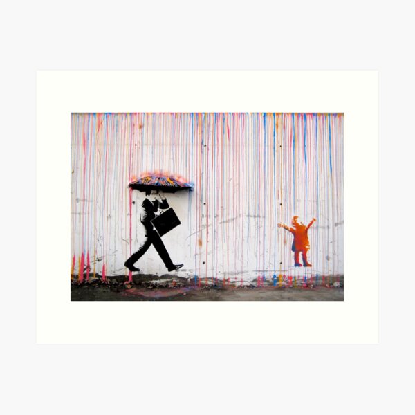 Item preview, Banksy Umbrella Rainbow Happy Girl designed and sold by Don Byrd.