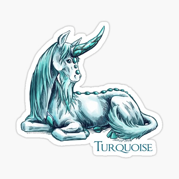 December Birthstone Unicorn: Turquoise Gemstone Art Sticker