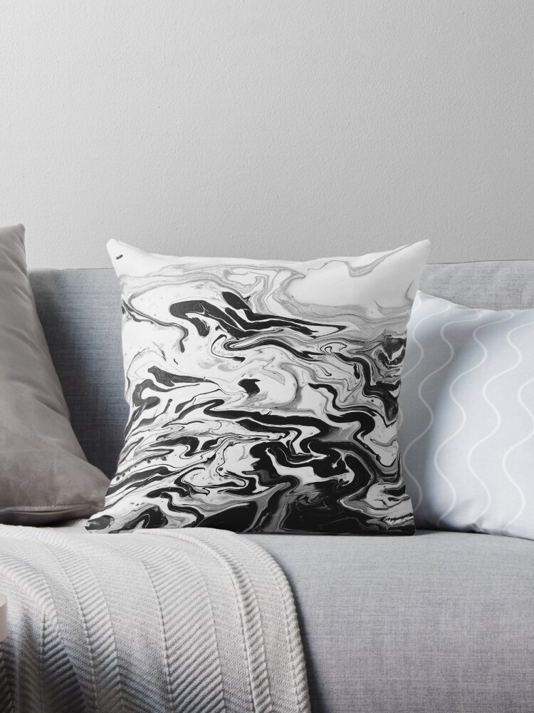 Black White and Silver Throw Pillow