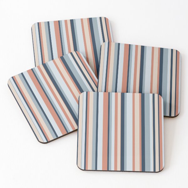 Item preview, Vertical Stripe Pattern in Coral, Putty, and Blue Tones designed and sold by kierkegaard.