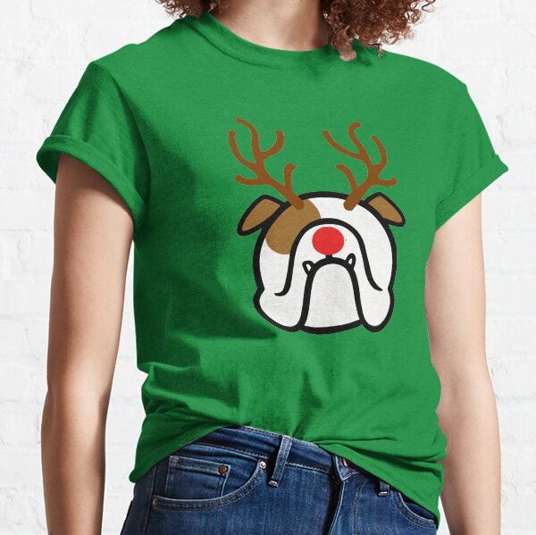 Artikel-Vorschau von Englische Bulldogge Weihnachtshund mit Rentiergeweih - Englische Bulldogge Weihnachten, designt und verkauft von smooshfaceutd.