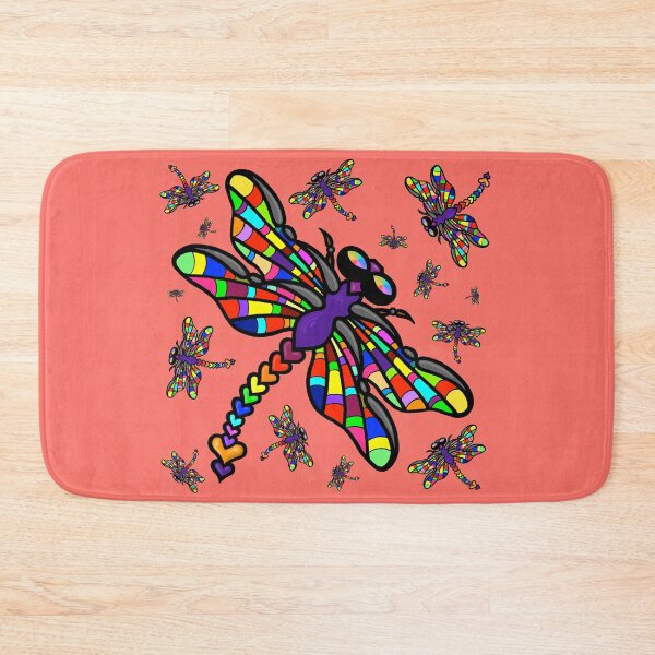 Item preview, Colourful Dragonflies. The original multi-coloured Dragonflyght - Living Coral by Amanda M Lucas designed and sold by Amanda Lucas.