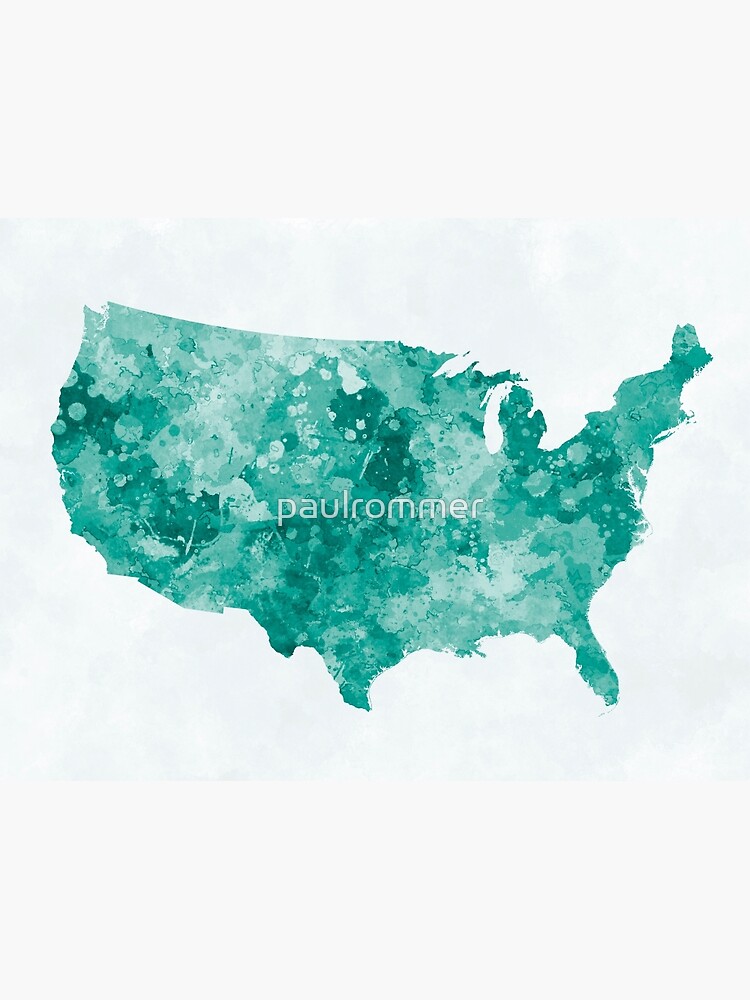 Póster Mapa De Estados Unidos En Acuarela Verde De Paulrommer Redbubble 6811