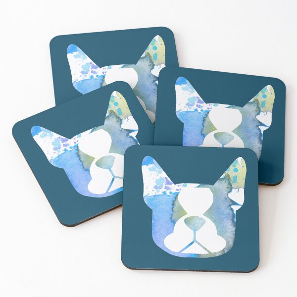 Item preview, Boston Terrier in blue watercolors - Bostons - Boston Terrier face - Blue Boston designed and sold by smooshfaceutd.