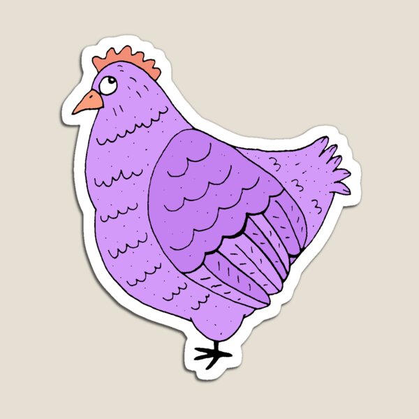 Purple Cartoon Chicken Sticker Magnet
