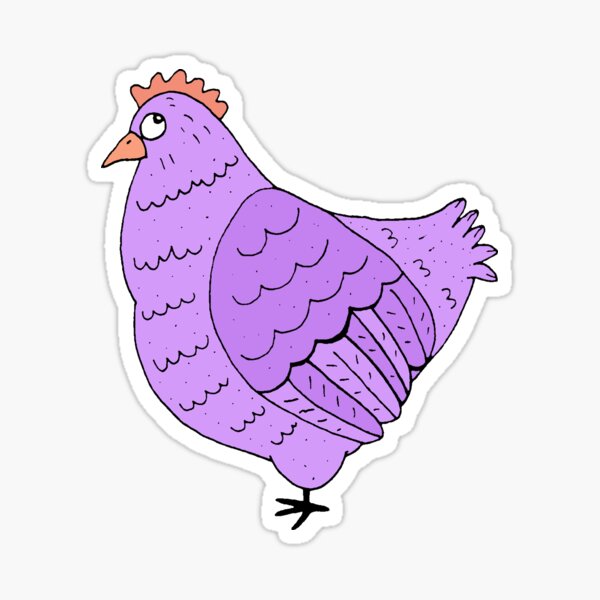 Purple Cartoon Chicken Sticker Sticker