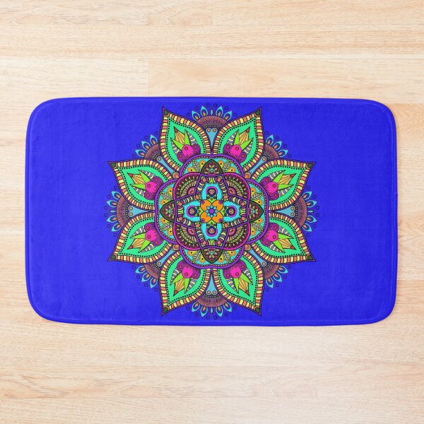 Item preview, Mandala 3 - Geometric Pattern with Black Outline - on Blue by Amanda M Lucas designed and sold by Amanda Lucas.