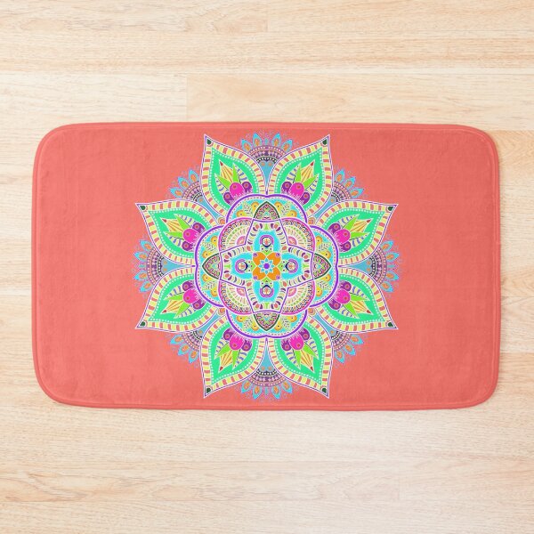 Item preview, Mandala 4 - Geometric Pattern with White Outline - on Living Coral by Amanda M Lucas designed and sold by Amanda Lucas.