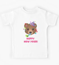 Happy New Year Bear Emoji Kids T-Shirt