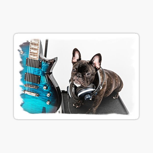 French bulldog and guitar portrait Sticker